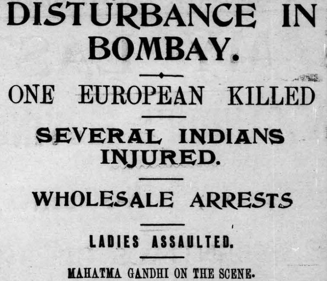 Berita soal kerusuhan di koran Bombay.