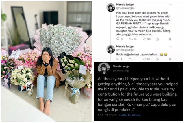 Nessie Judge curhat di Twitter. Foto: Instagram dan Twitter Nessie Judge