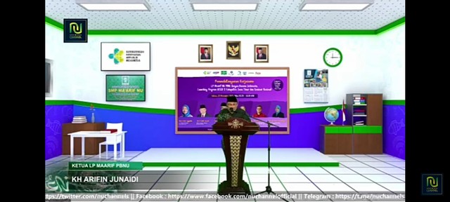 Ketua LP Ma'arif NU KH Arifin Junaidi, dalam peluncuran secara virtual program 'Generasi Sehat Indonesia (Gesid) di 3 Kabupaten di Jawa Timur,' Selasa (23/11).