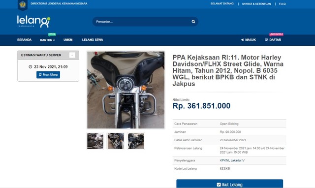 Lelang Harley-Davidson FLHX Street Glide Kasus Jiwasraya, Cuma Rp 300 Jutaan (77741)