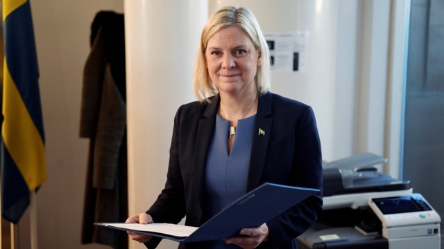 Perdana Menteri baru Swedia Magdalena Andersson. Foto: Erik Simander /Kantor Berita TT/via REUTERS