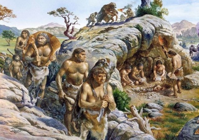 Ilustrasi manusia purba jenis Homo erectus yang sedang mengumpulkan makanan. Foto: Unsplash