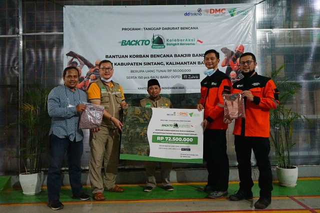 Bersama DD Tekno dan DMC Dompet Dhuafa salurkan bantuan untuk bencana di Indonesia, kegiatan ini berkat bantuan dari masjedAja dan Link Aja Syariah, pada (Jumat, 26/11). Dok Dompet Dhuafa