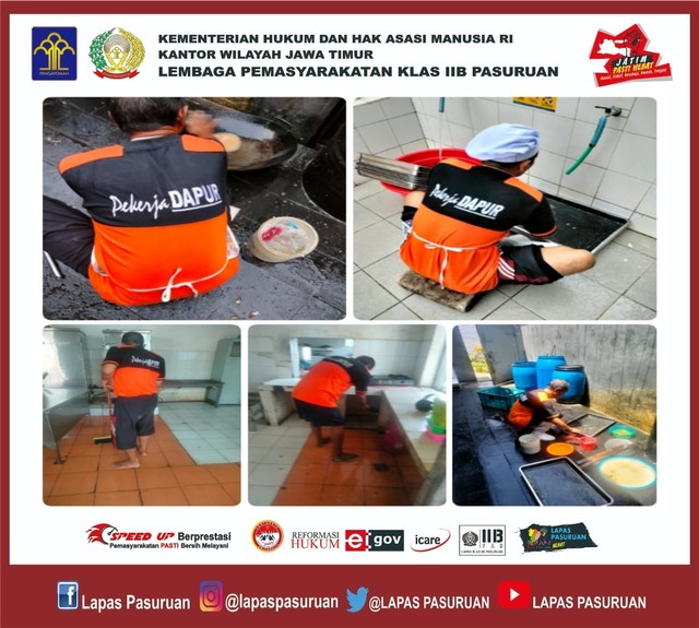 Kebersihan area dapur dan peralatan memasak sebagai upaya menjaga kualitas makanan di lapas pasuruan