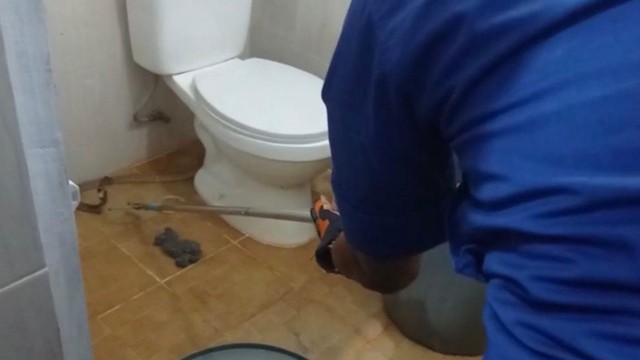 ULAR kobra sepanjang 1 meter bersembunyi di dalam toilet saat hendak dievakuasi petugas Rescue dan Damkar Pekanbaru, Senin (29/11/2021). 