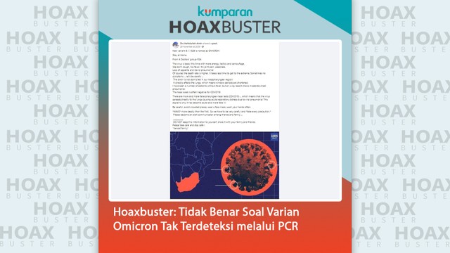 Hoaxbuster: Soal Varian Omicron Tak Terdeteksi melalui PCR. Foto: Facebook