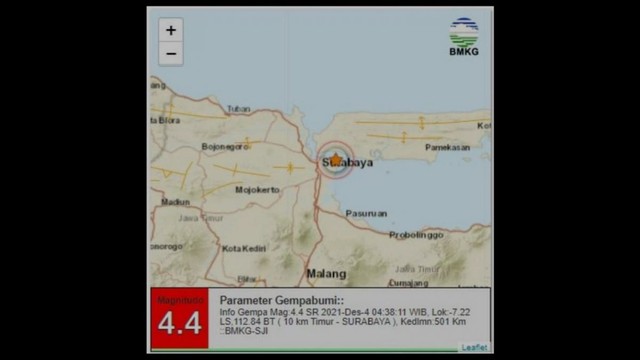 Gempa 4,4 Magnituo Guncang Surabaya
