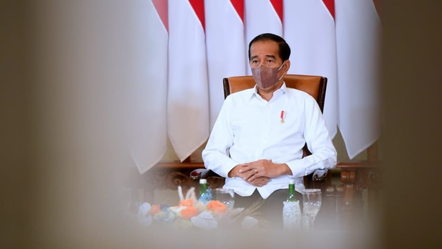 Presiden Jokowi menghadiri Kongres IV GMNI secara virtual. Foto: Muchlis Jr/Biro Pers Sekretariat Presiden