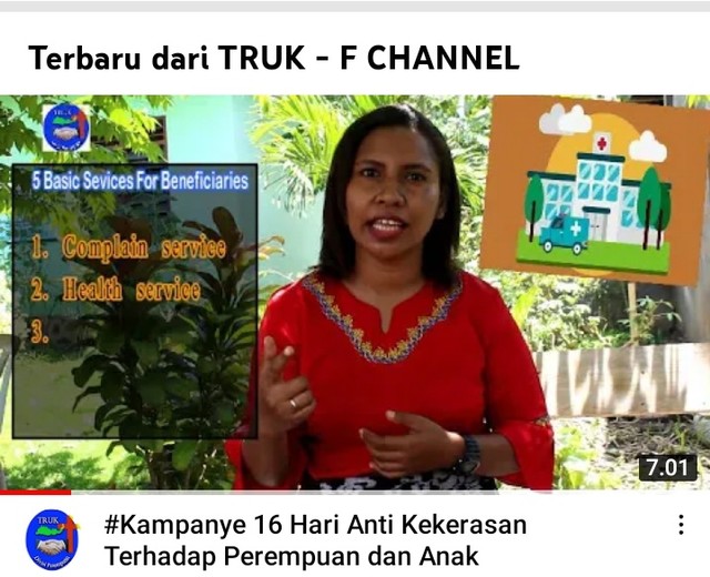 Keterangan foto:Video kampanye 16 Hari Anti Kekerasan Terhadap Perempuan dan Anak di kanal youtube TRUK-F CHANNEL. Foto: istimewa.