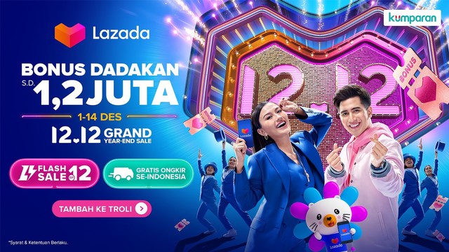 Lazada Indonesia mengadakan program Lazada 12.12 Grand Giveaway sebagai salah satu rangkaian acara di Lazada 12.12 Grand Year End Sale. Foto: kumparan
