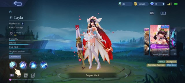 Skin Layla Canon and Roses di Mobile Legends.