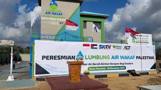 Peresmian Lumbung Air Wakaf di Jabalia, Gaza Utara. (ACTNews)