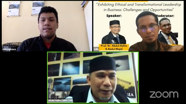 Foto Host, Moderator, serta Pembicara yang sedang melaksanakan kegiatan virtual guest lecture IMaBs UMY