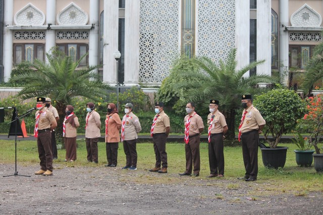Apel gelar pasukan Pengamanan Natal 2021 dan Tahun Baru 2022. (Kominfo Kwarcab Bogor/Syahman, Fajrin, Rivaldi)
