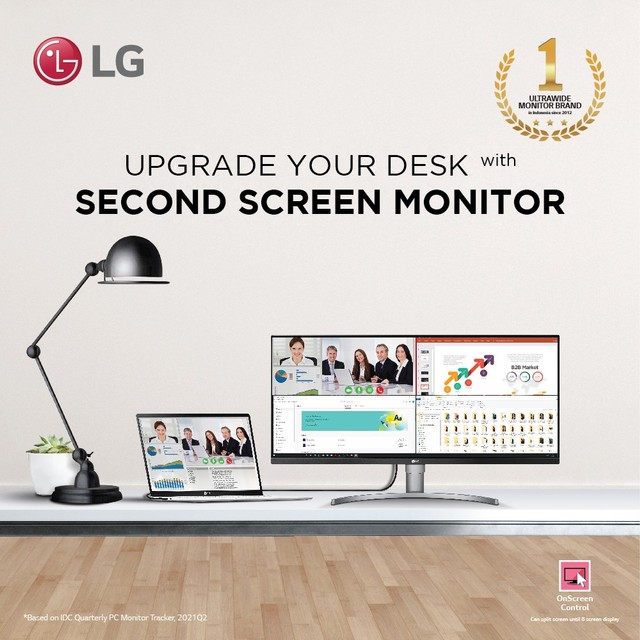 LG Monitor untuk penuhi kebutuhan kerja dengan teknologi split screen. Foto: Dok. LG