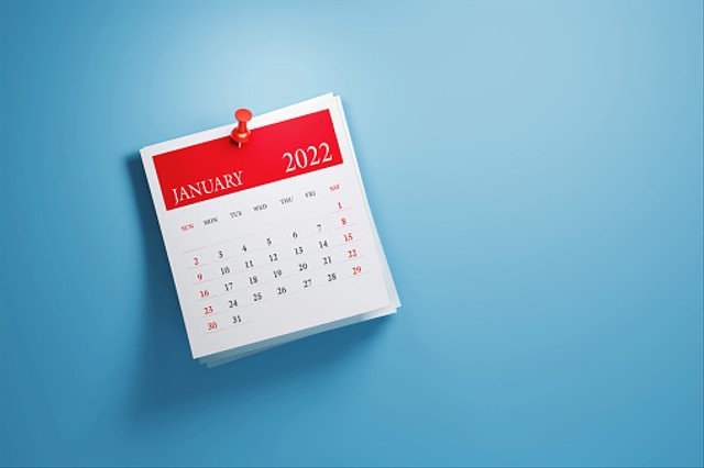 Kalender bulan januari 2022