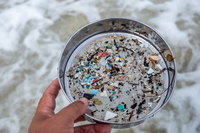 Ilustrasi mikroplastik di pantai. Foto: Shutterstock