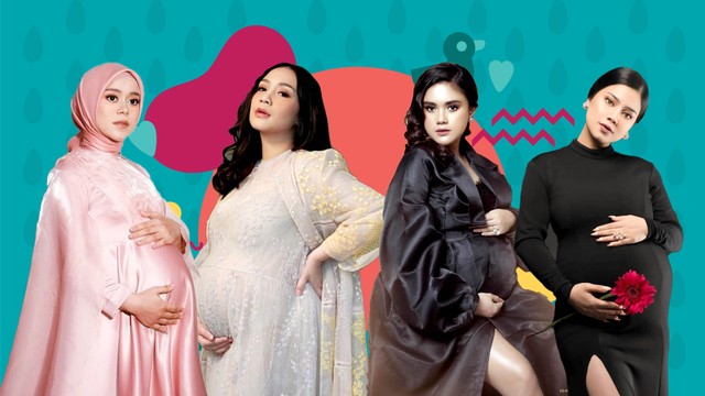 Kolase selebriti yang lakukan maternity shoot dengan tema glamour. Foto: Instagram