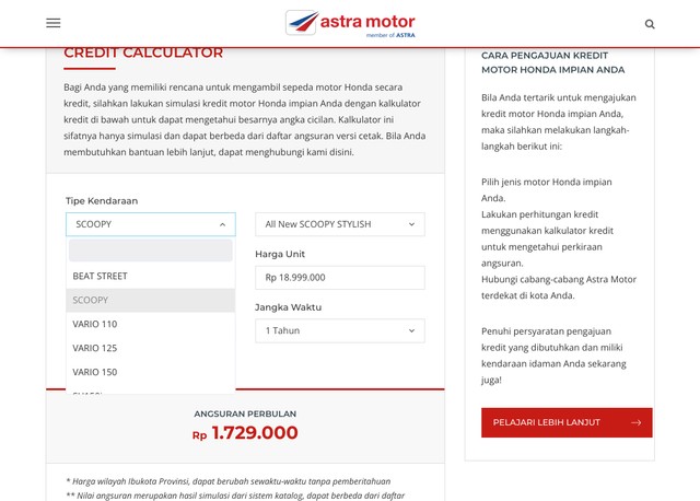 Simulasi Kredit Motor Honda, Begini Cara Menghitungnya | Kumparan.com