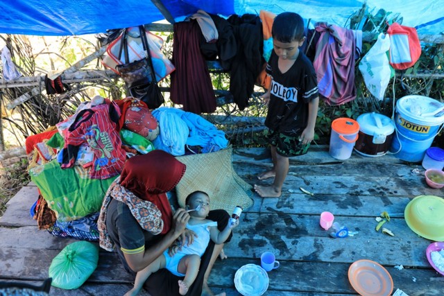 Kondisi pengungsi banjir di Gampong Meunasah Jok, Lhoksukon, Aceh Utara, Rabu (5/1/2022). Foto: Azwar Ipank untuk acehkini 