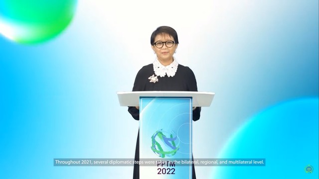 Pernyataan Pers Tahunan Menteri Luar Negeri RI Retno Marsudi pada Annual Press Statement 2022.
 Foto: YouTube/MoFA Indonesia