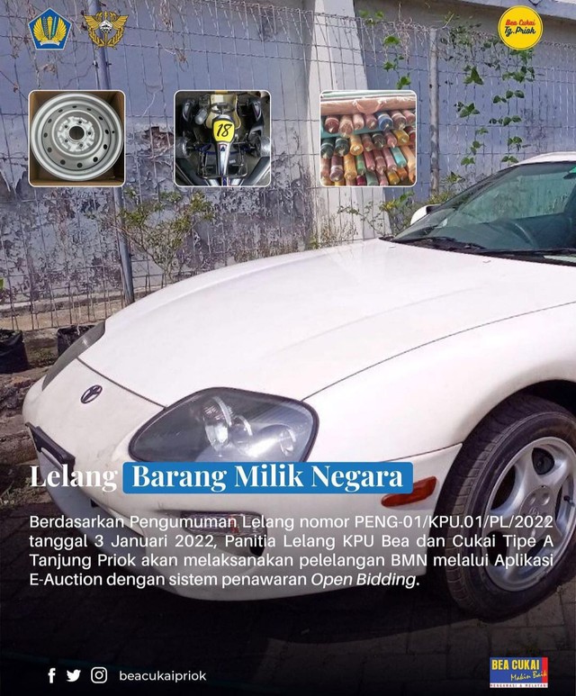 Lelang Toyota Supra RZ-S. Foto: dok. Instagram Bea Cukai Tanjung Priok