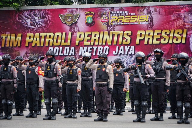 Upacara peresmian tim Perintis Presisi Polda Metro Jaya di Lapangan Presisi Polda Metro Jaya, Jakarta, Kamis (13/1/2022). Foto: Jamal Ramadhan/kumparan