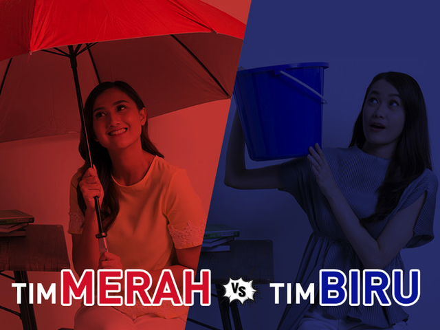 Tim merah vs tim biru saat menghadapi situasi rumah bocor. Foto: dok. Avian Brands