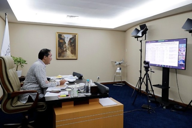 Menteri Perdagangan, Muhammad Lutfi menggelar Konferensi Pers terkait Kebijakan Minyak Goreng Satu Harga secara virtual di Jakarta, Selasa (18 Jan 2022). Foto : Biro Humas Kemendag