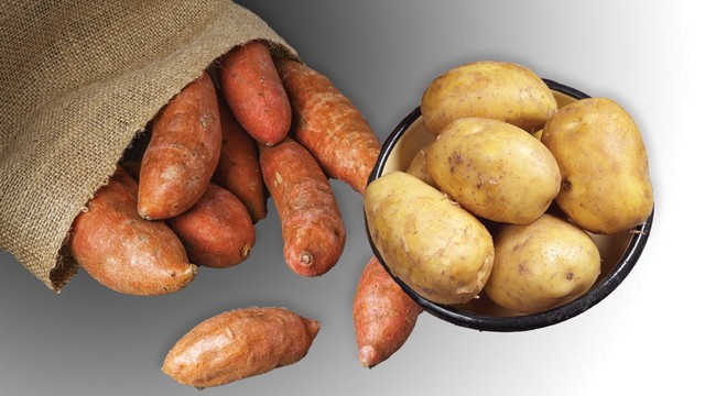 Ubi jalar dan kentang. Foto: Shutterstock