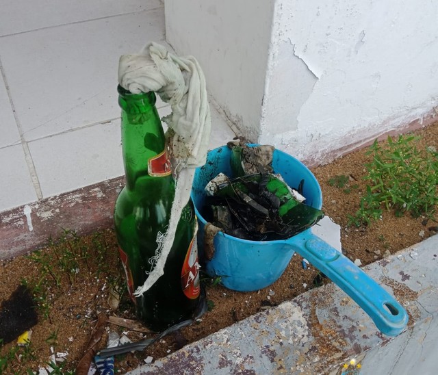 Bom molotov yang dilemparkan oleh AR ke arah rumah dinas Bupati Ketapang. Foto: Dok Hi!Pontianak