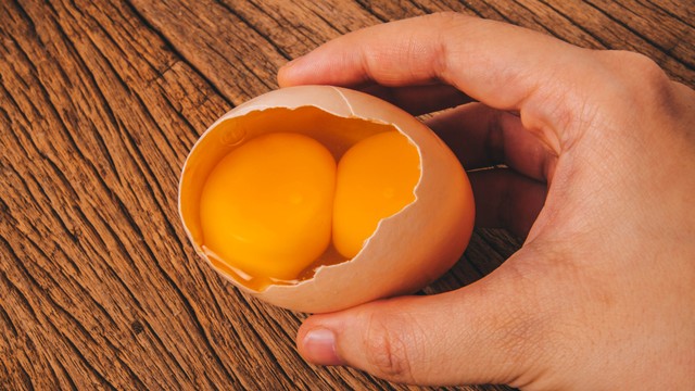 Ilustrasi telur dengan dua kuning. Foto: Shutterstock/Tei Sinthip