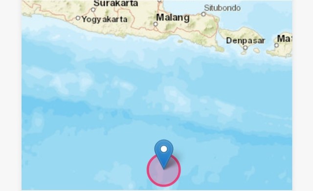 Peta lokasi pusat gempa. Foto: tangkapan layar situs BMKG