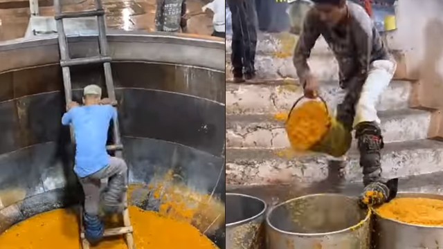 Video masak di wajan besar. (Foto: @delhifoodcrush/Instagram)
