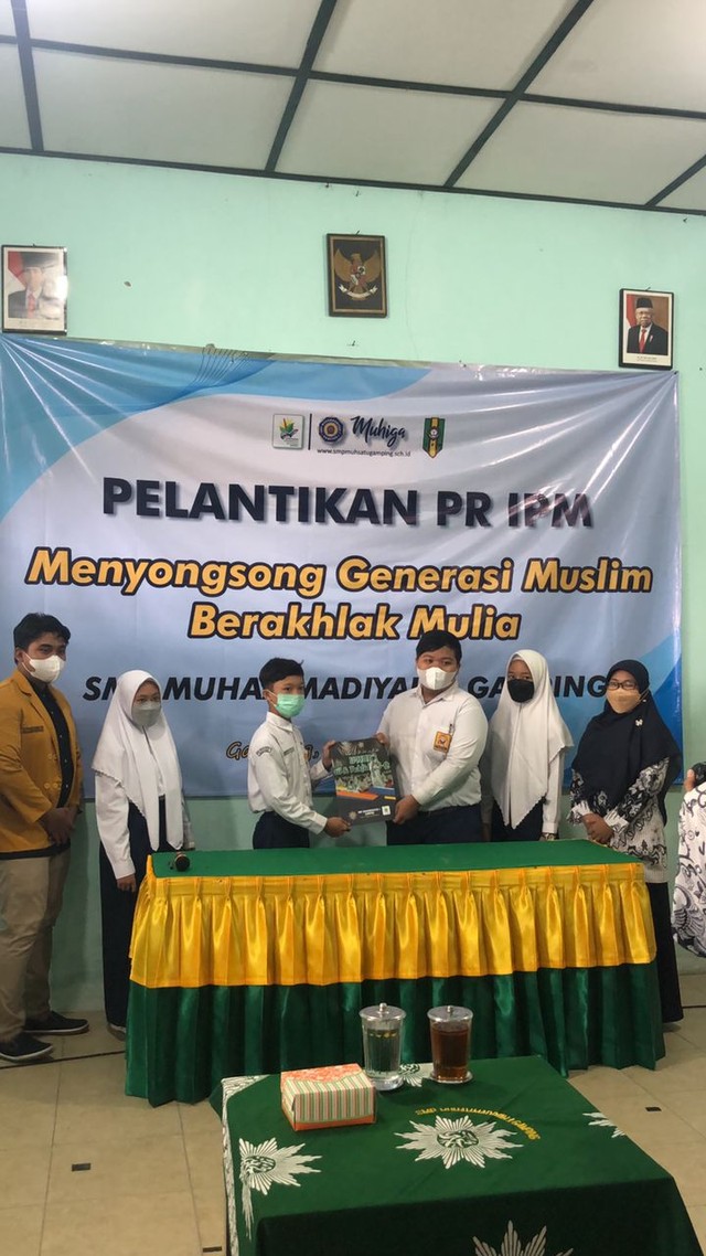 Proses Pelantikan IPM yang berlangsung di SMP Muhammadiyah 1 Gamping. Foto diambil oleh anggota KKN Kelompok 263.