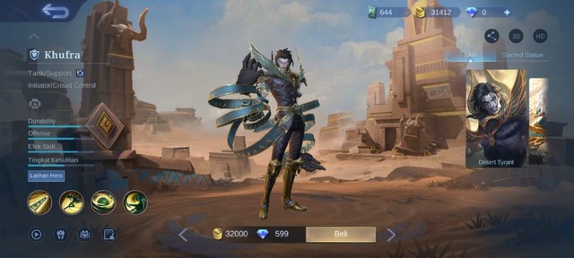 Khufra, Hero Tersulit di Mobile Legends. (Foto: Tangkapan Layar Aplikasi Mobile Legends)