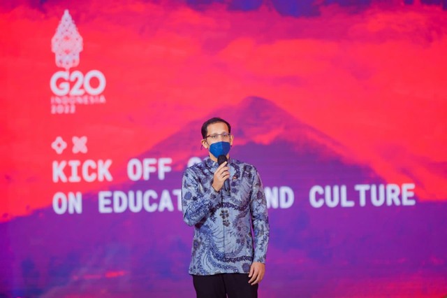 Mendikbudristek Nadiem Anwar Makarim di Pembukaan G20 Bidang Pendidikan dan Kebudayaan. Foto: Dok. Istimewa