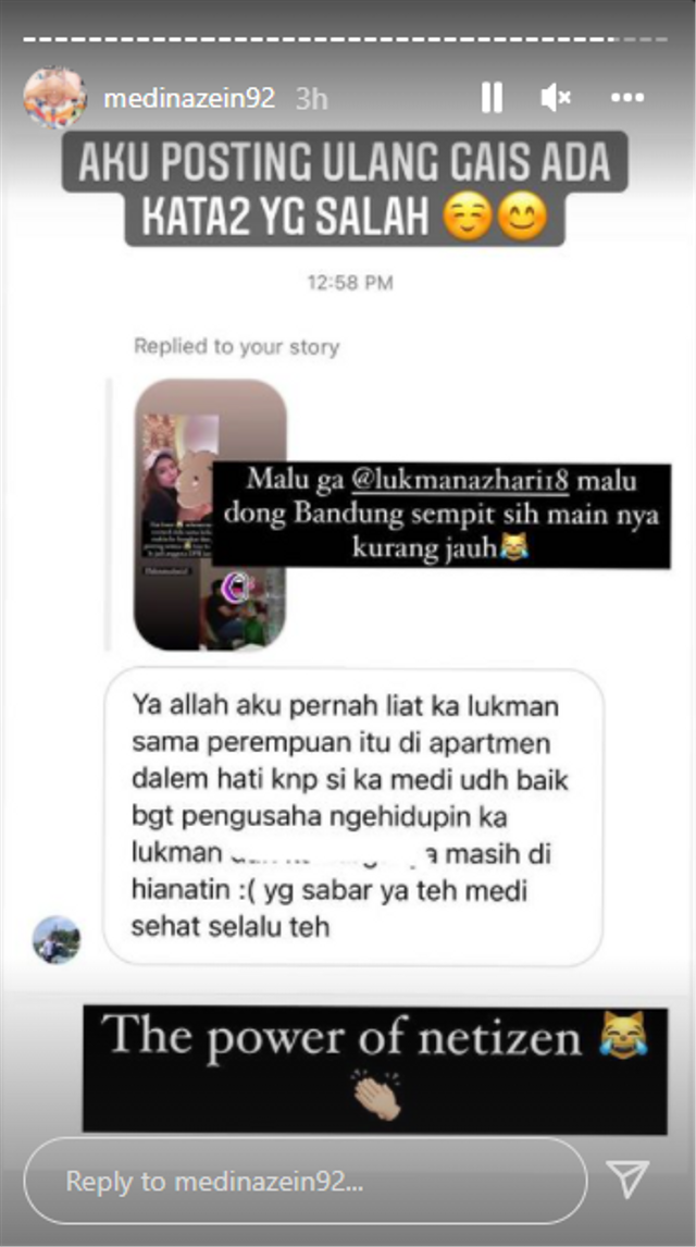 Medina Zein ungkap bukti perselingkuhan sang suami