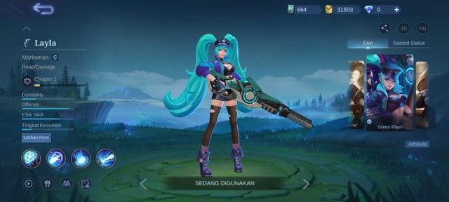 Layla, Marksman Terlemah di Mobile Legends. (Foto: Tangkapan Layar di Mobile Legends)