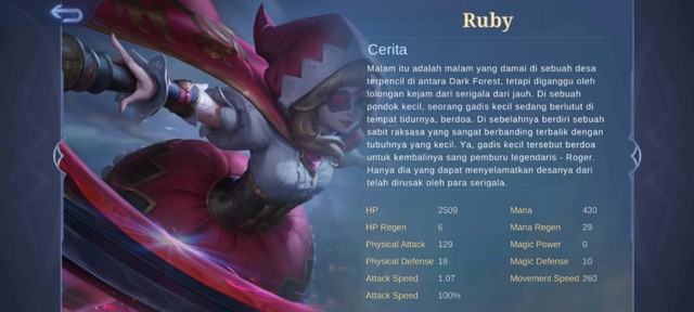 Hero Ruby di Mobile Legends. (Foto: Tangkapan Layar di Game Mobile Legends)