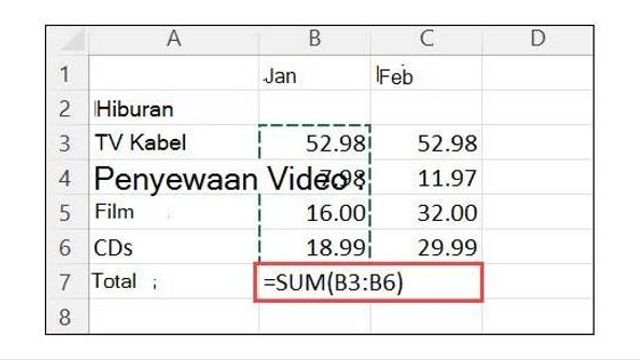 Cara Menjumlahkan di Excel ke Bawah dan Fungsi Rumusnya | kumparan.com