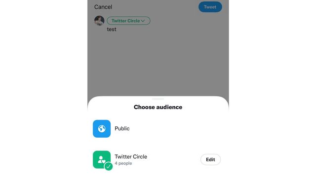 Pilih audiens Cirlce sebelum unggah cuit