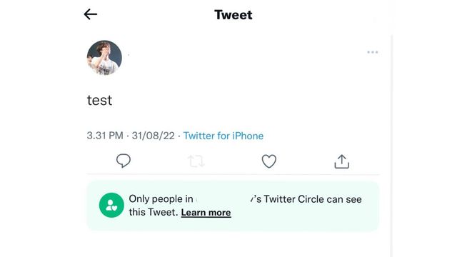 Cuitan Circle akan muncul dengan badge hijau
