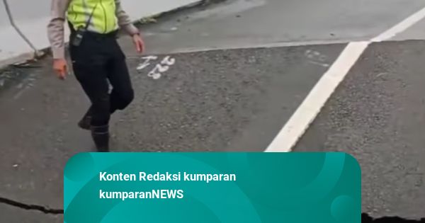 Jalan Ruas Tol Tebing Tinggi-Medan di KM 41 Amblas, Arus Lalu Lintas Lumpuh