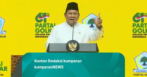 Prabowo Bicara Penegakan Hukum di HUT Golkar: Mungkin Kita Tindak Kawan Kita