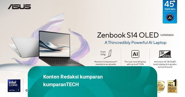 Kenalan dengan ASUS Zenbook S14 OLED, Laptop Tipis Berbasis Teknologi AI