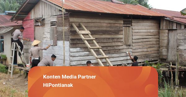 Sambut HUT Ke-80 RI, Polantas Sekadau Cat Rumah Warga dan Bagikan Sembako