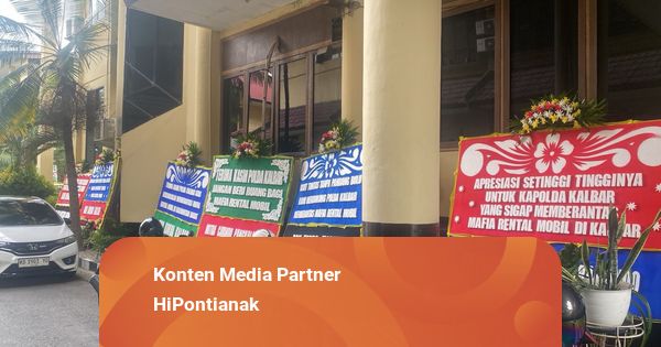 Polda Kalbar Dikirim Puluhan Karangan Bunga Usai Ungkap Penggelapan Mobil Rental