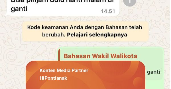 Setelah Mantan Gubernur Kini Giliran WA Wakil Wali Kota Pontianak yang Diretas