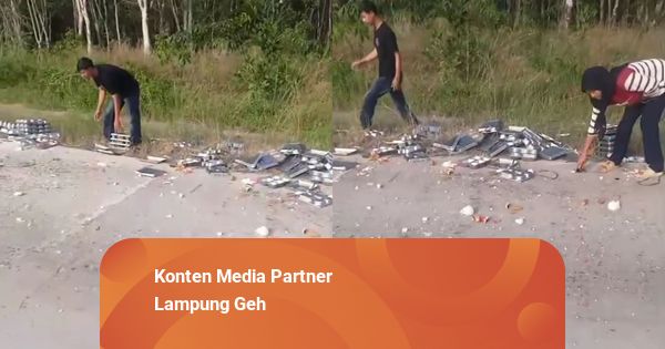 Bak Mobil Terbuka, Puluhan Ompreng MBG Berserakan di Jalan Mesuji, Lampung